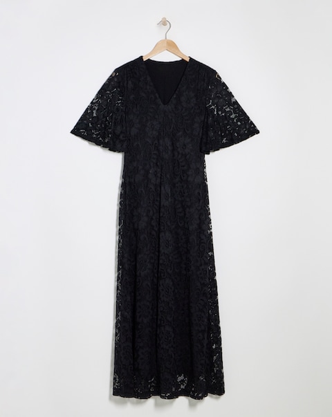 Flounce London Lace Short Sleeve Maxi Dress