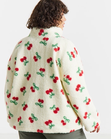 Simply Be Cherry Print Zip Through Borg