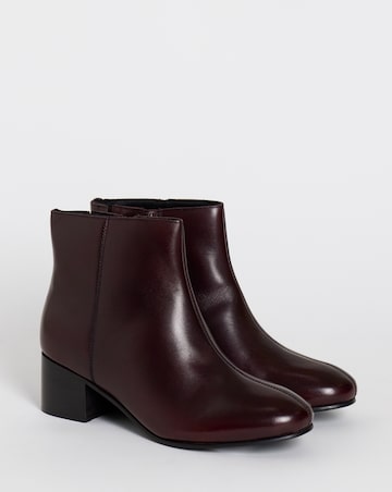 Chiba Leather Low Block Heel Ankle Boots - Wide Fit (E)