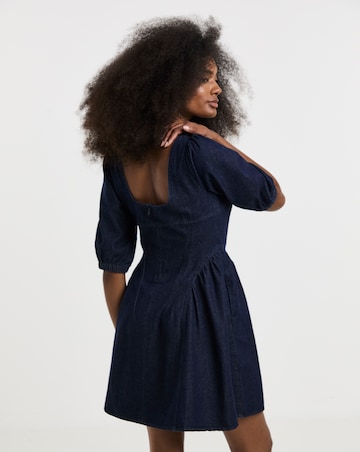 Indigo Denim Corset Mini Dress