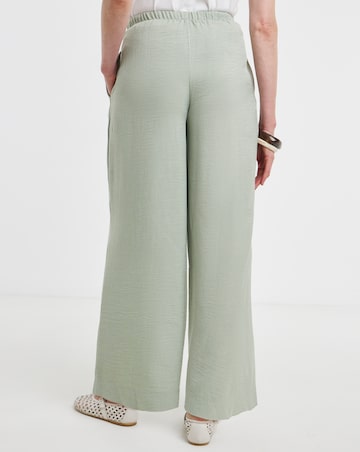 Soft Green Herringbone Wide Leg Trouser