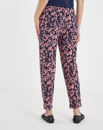 Chocolate Leopard Tie Waist Jersey Tapered Trouser