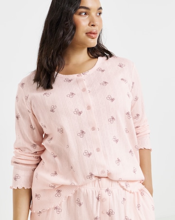 Pretty Secrets Bow Print Pointelle Rib Pyjama Set