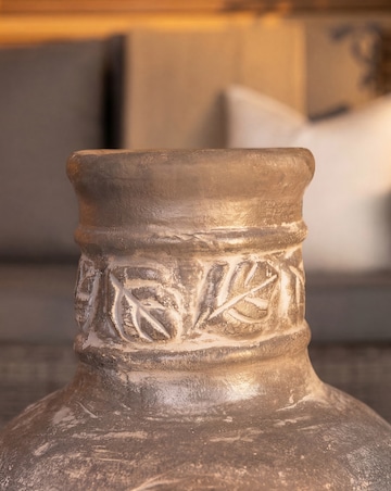 Charles Bentley Leaf Motif Clay Chimenea With Grill