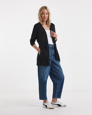 Black Long Sleeve Edge To Edge Cardigan With Pockets