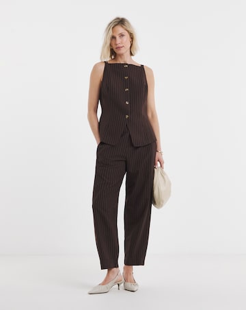 Chocolate Pinstripe Barrel Leg Trousers