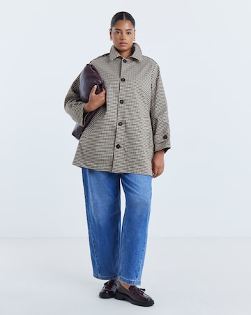 Neutral Check Print Reversible Mod Coat