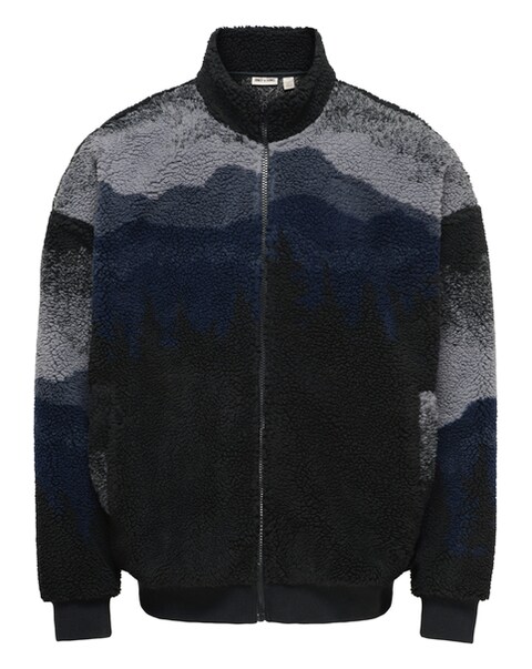 Only & Sons Adam Sherpa Bomber Sweat Top - Navy