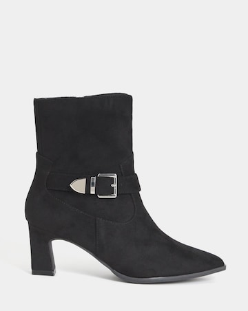 Heather Buckle Detail Heeled Ankle Boots - Extra Wide Fit (EEE)
