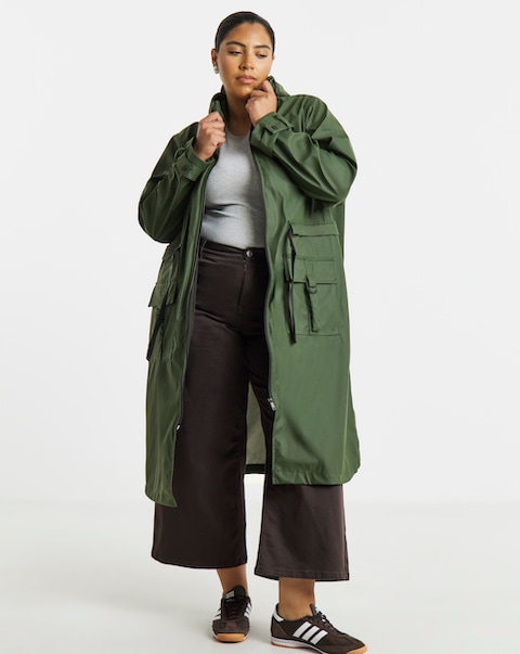 Khaki Rubberised 3 in 1 Parka Coat & Gilet