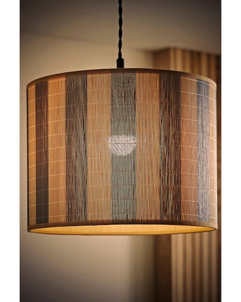 ValueLights Lori Medium Blue Stripe Bamboo Printed Shade 30cm