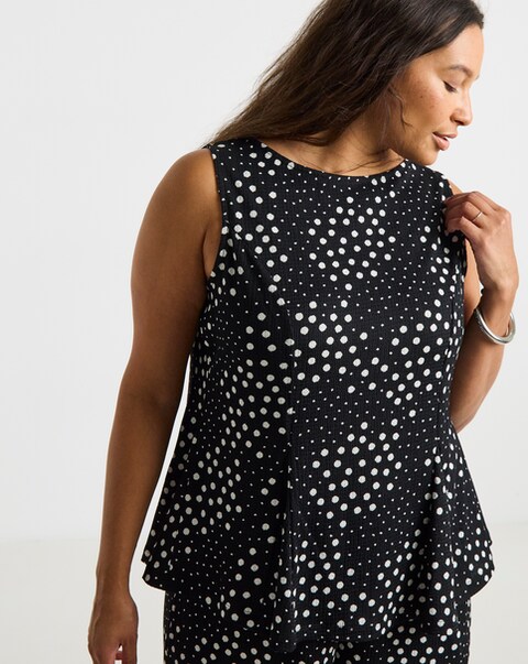 Simply Be Black Spot Peplum Top