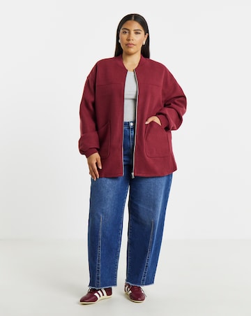 Simply Be Burgundy Soft Zip Through Bomber Jacket