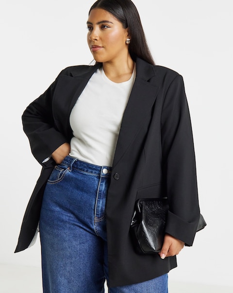 Black Oversized Single Breasted Blazer
