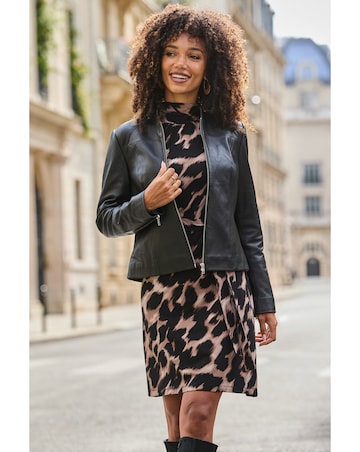 Sosandar Funnel Neck Detail Shift Dress