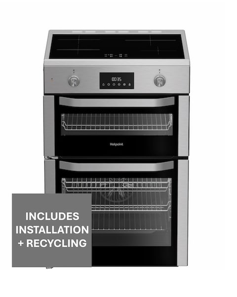 Hotpoint HDE6IDC2X 60cm Electric Double Cooker Induction Hob - Silver + Install