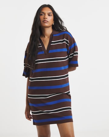 Collared Stripe Boxy Rugby Dress