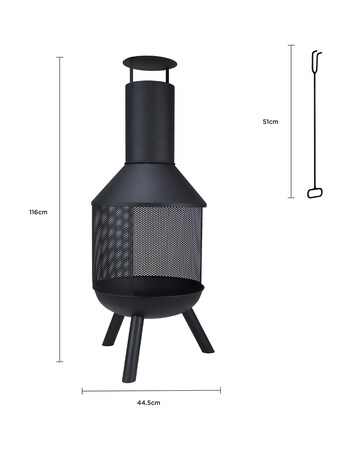 Charles Bentley Round Black Steel Chimenea
