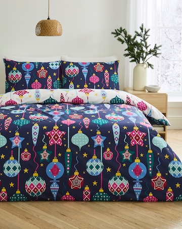 Festive Baubles Cotton Blend Duvet Cover Set