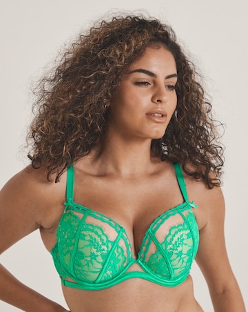 Ann Summers Caged Lace Padded Plunge Bra Mid Green