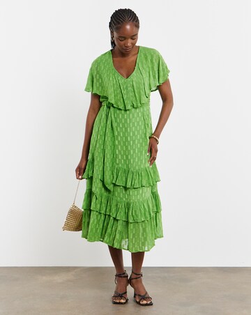 Joanna Hope Green Metallic Dobby Maxi Dress