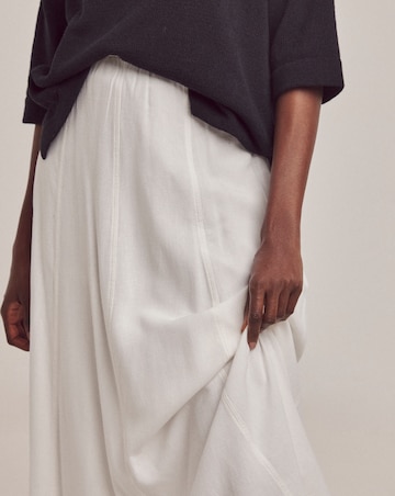 Anthology White Linen Seam Detail Maxi Skirt
