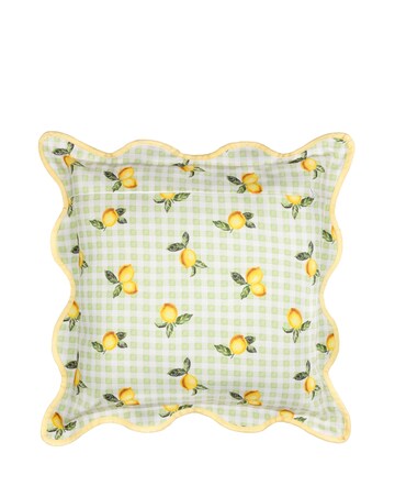 Furn. Fruits Lemons Check Outdoor Cushion