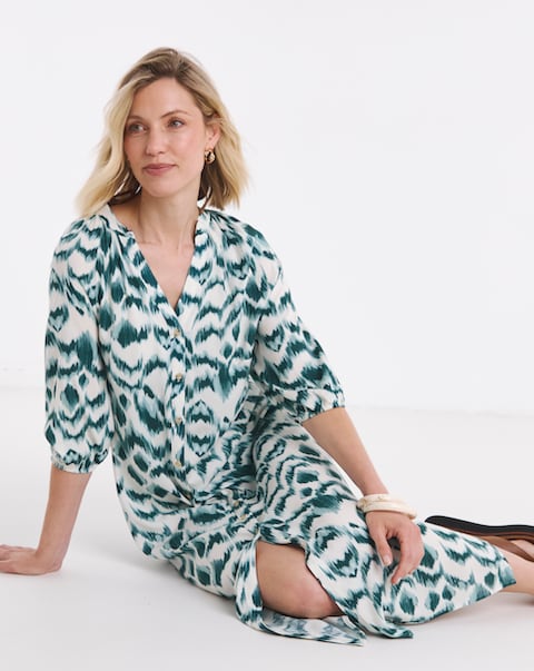 Button Through Kaftan Dress