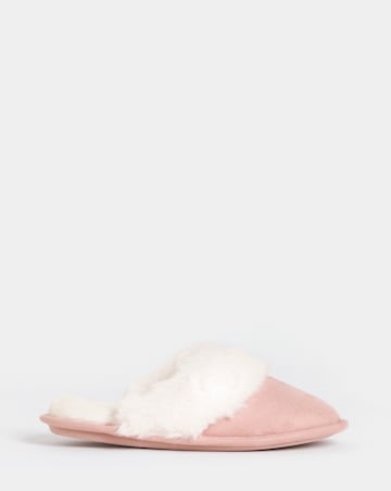 Elyse Faux Fur Mule Slippers - Wide Fit (E)