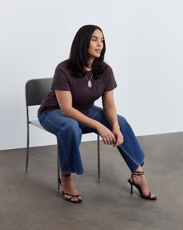 Simply Be Chocolate Shirred Peplum Top
