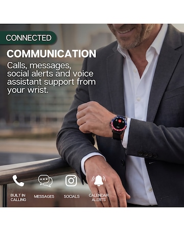 Rotary AMOLED GPS Calling Black Silicone Smart Watch