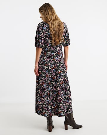 Soft Touch Lace Trim Puff Sleeve Dress