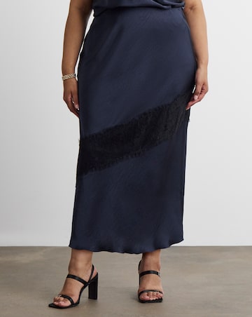 Joanna Hope Lace Trim Satin Skirt