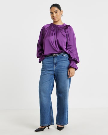 Simply Be Purple Satin High Neck Blouse