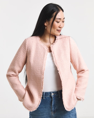 Collarless Boucle Blazer