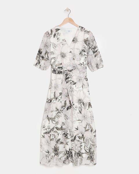 Joanna Hope Belted Midi Tiered Dress
