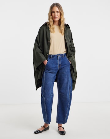 Khaki Cord Collar Coated Cape Jacket