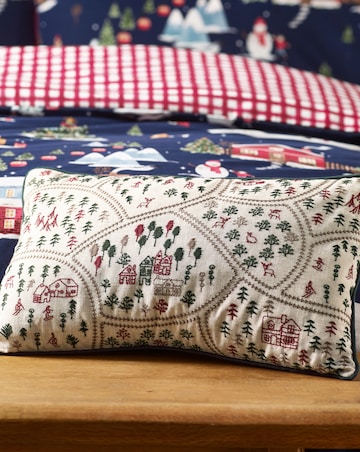 Catherine Lansfield Christmas Ski Village Cushion