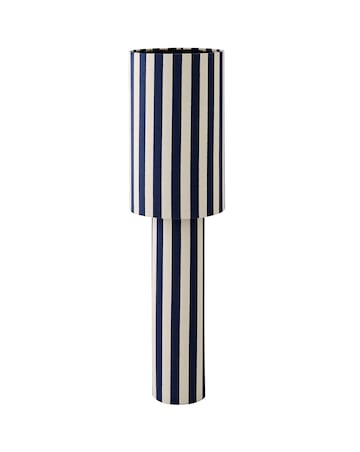 ValueLights Florence Navy Deckchair Stripe Linen Midi Floor Lamp