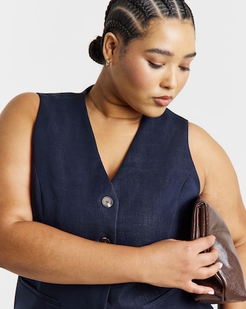 Simply Be Indigo Denim Look Longline Waistcoat