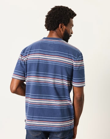 FatFace Short Sleeve Stripe Relaxed T-Shirt - Blue