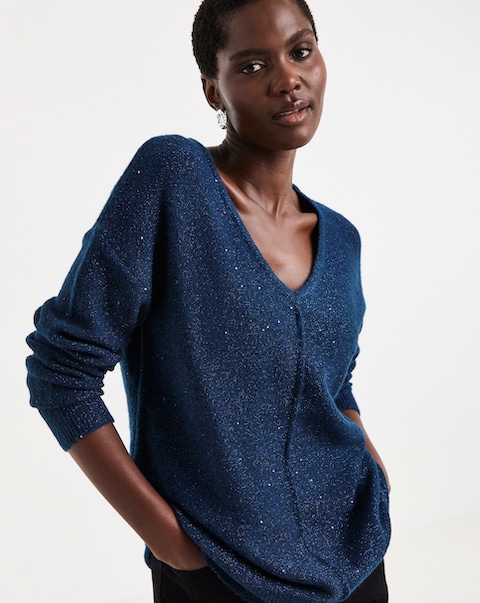 New In - Sequin Glitter Knit Longline Jumper