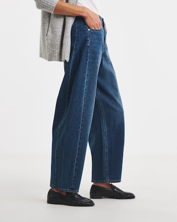 Mid Blue Authentic Tapered Barrel Jeans