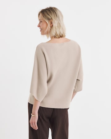Slash Neck Kimono Sleeve Jumper