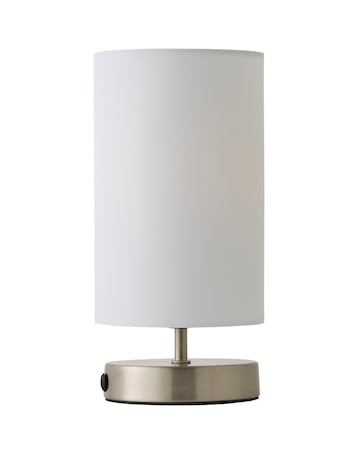 ValueLights Francis Brushed Chrome Touch Table Lamp With White Shade