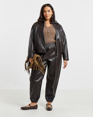 Simply Be Chocolate PU Balloon Trouser Co Ord