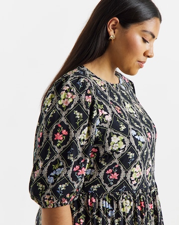 Simply Be Floral Tile Printed Tiered Midi Dress
