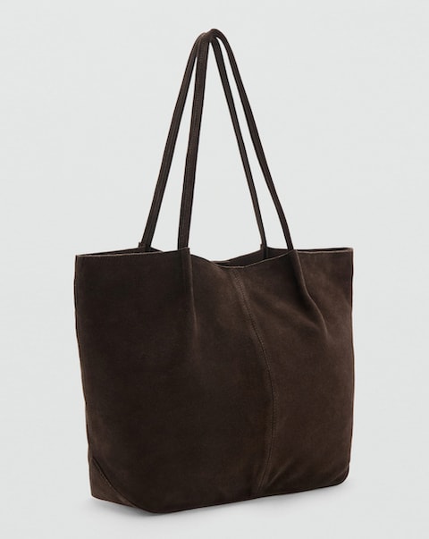 Mango Suede Leather Shopper Bag