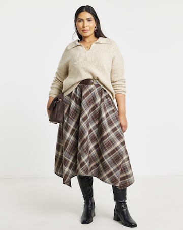 Simply Be Check Belted Asymmetric Midaxi Skirt