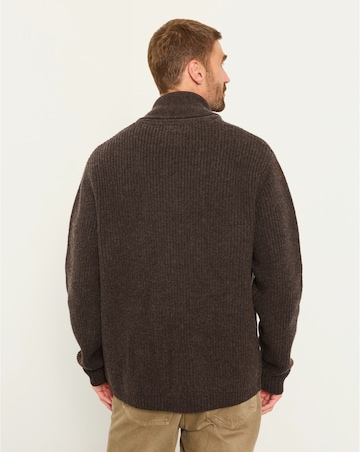 FatFace Ember Shawl Neck Cardigan - Chocolate Brown
